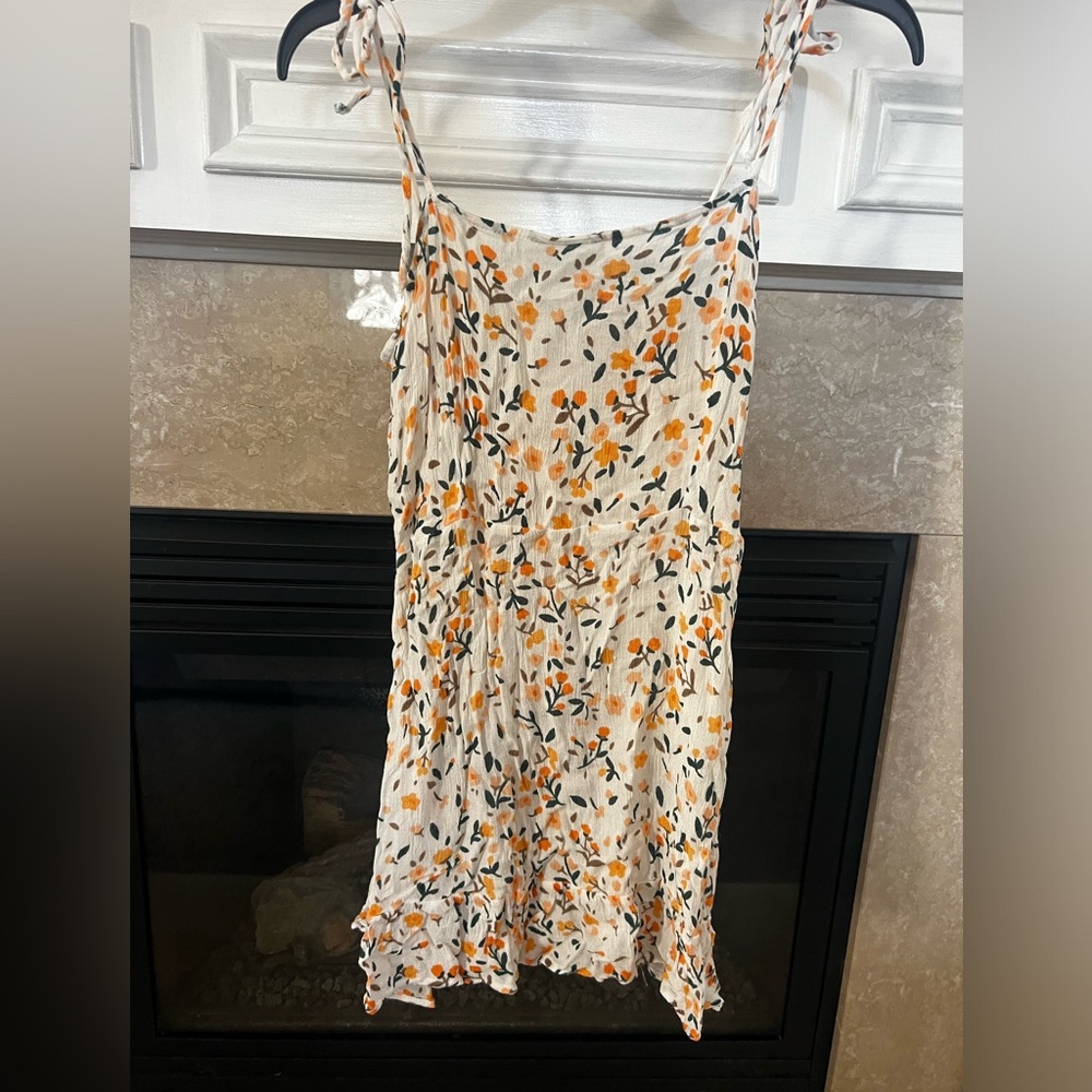 Floral Sundress with Orange and Green Accents
